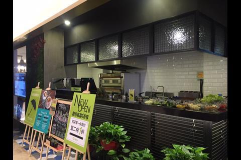 The open kitchen of the health food cafe